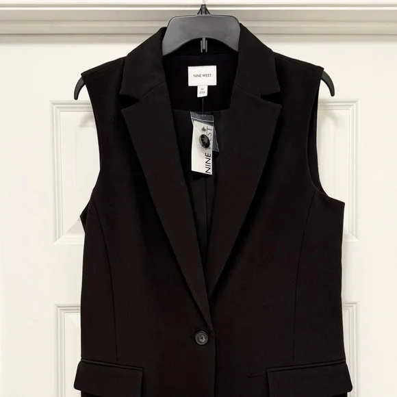 Nine West Black Sleeveless Blazer Vest - Picture 2 of 6